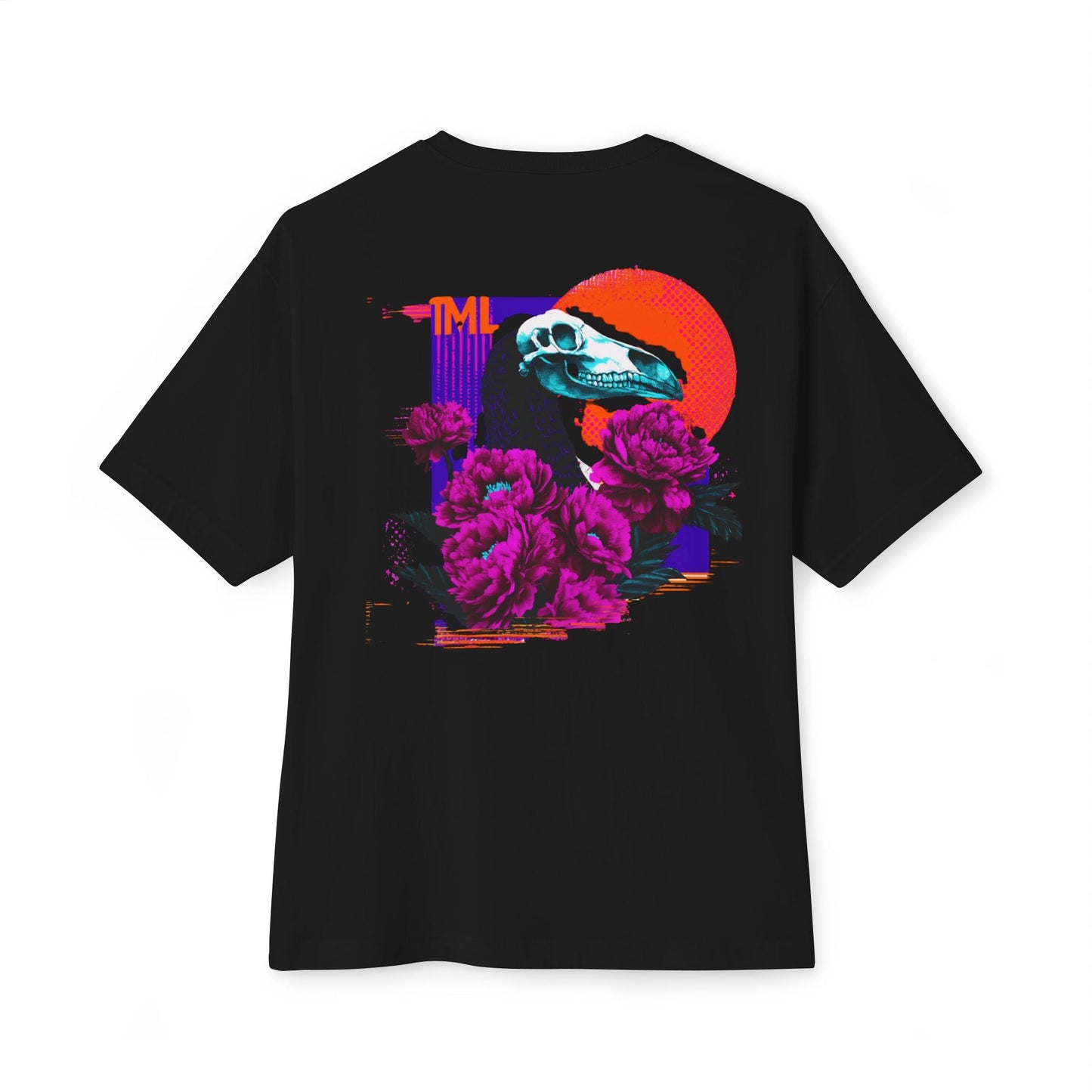 Retro Art Oversized Boxy Tee - Skull & Moon Graphic - The Mushroom Lounge